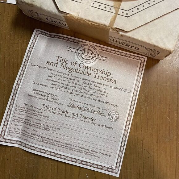 NORMAN ROCKWELL WHEN IN ROME Rockwell on Tour Collector Plate Newell Knowles - Picture 6 of 10